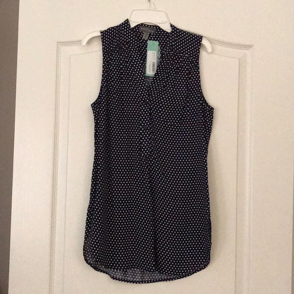 Sleeveless polka dot blouse
